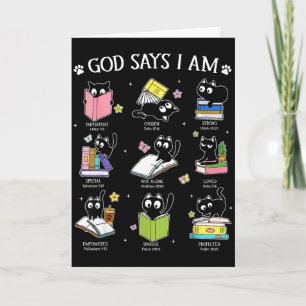 God Says I Am Cat Book Lover Christian Cute Jesus Card