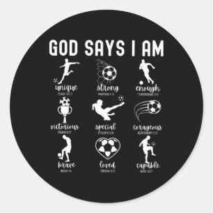 God Says I Am Christian Bible Verse Religious Socc Classic Round Sticker
