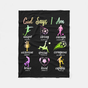 God Says I Am Christian Bible Verse Religious Socc Fleece Blanket