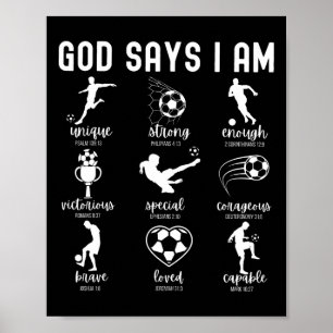 God Says I Am Christian Bible Verse Religious Socc Poster