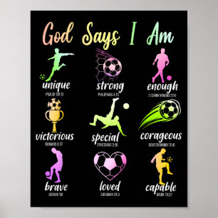 God Says I Am Christian Bible Verse Religious Socc Poster