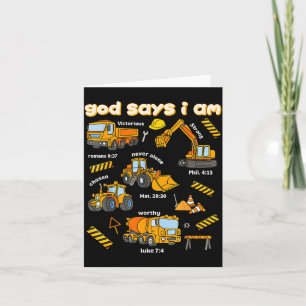 God Says I Am Christian Bible Verses Boys Construc Card