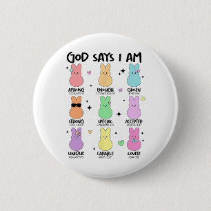 God Says I Am Christian Boys Girls Toddler Kids Ea 6 Cm Round Badge