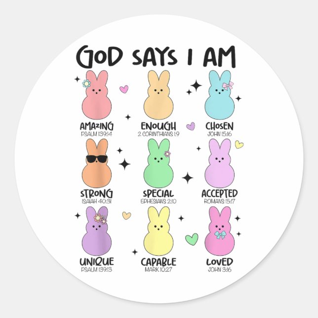 God Says I Am Christian Boys Girls Toddler Kids Ea Classic Round Sticker (Front)