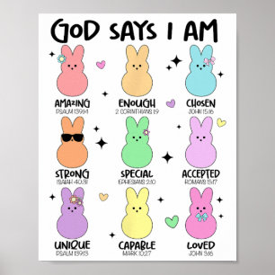 God Says I Am Christian Boys Girls Toddler Kids Ea Poster
