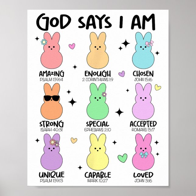 God Says I Am Christian Boys Girls Toddler Kids Ea Poster (Front)