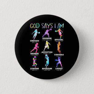 God Says I Am Christian Girls Teens Kids Sketll Ti 6 Cm Round Badge