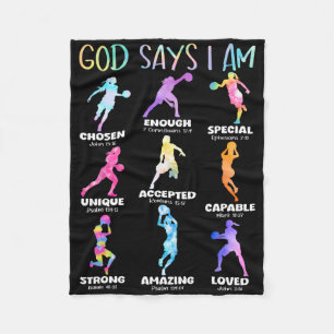 God Says I Am Christian Girls Teens Kids Sketll Ti Fleece Blanket