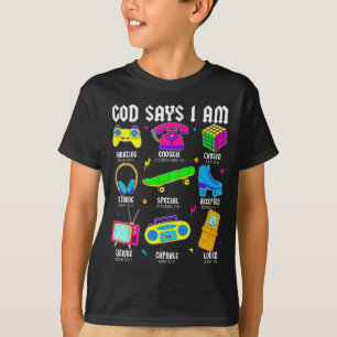 God Says I Am Christian Men Women Kids Retro 80's T-Shirt