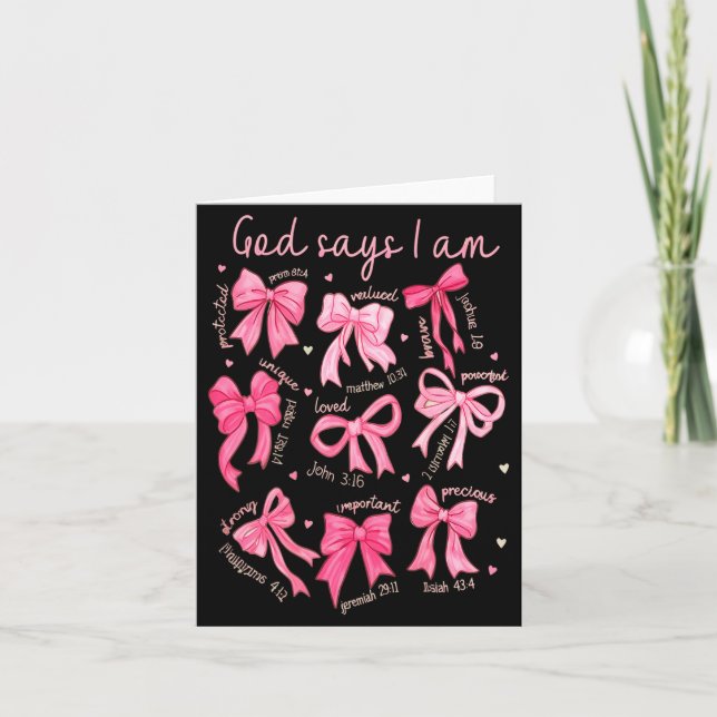 God Says I Am Coquette Bow Coquette Bow Fall Valen Card (Front)