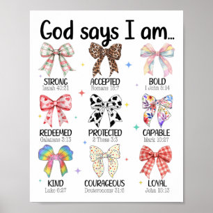 God Says I Am Coquette Bow Religious Christian Wom Poster