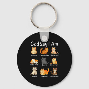 God Says I Am Cute Cat Women Men Key Ring