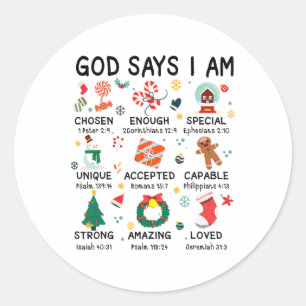 God Says I Am Cute Christmas Xmas Christian Boys G Classic Round Sticker
