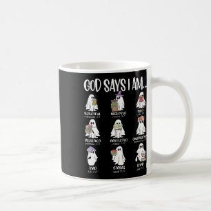 God Says I Am Cute Ghost Reading Books Halloween B Coffee Mug