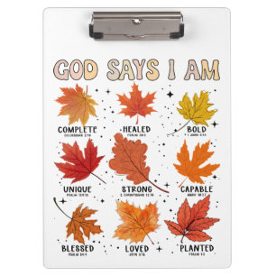 God says I am fall autumn harvest Thanksgiving fun Clipboard