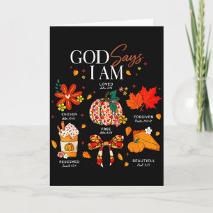 God Says I Am Fall Vibes Autumn Christian Women Me Card