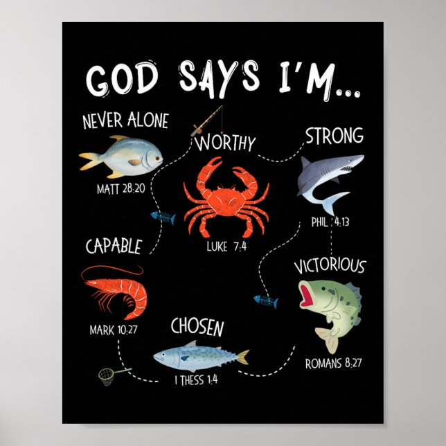 God Says I Am Fishing Christian Fisher Bible Verse Poster (Front)