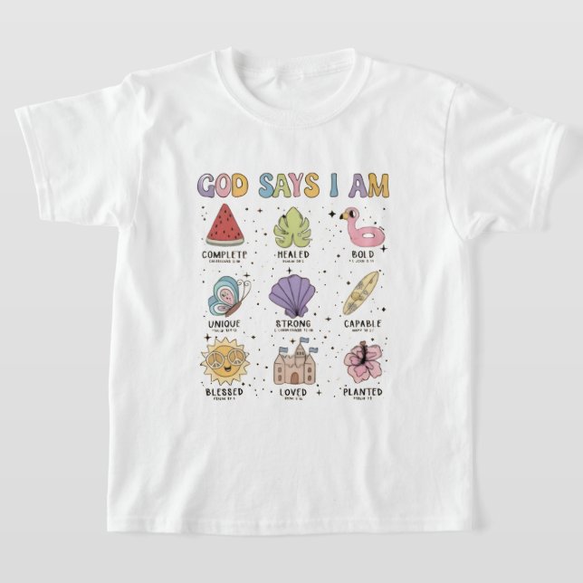 God Says I Am Graphic T-Shirt for Kids (Laydown)