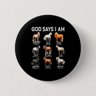 God Says I Am Horse Christian Girl Teen Boy Bible 6 Cm Round Badge