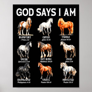 God Says I Am Horse Christian Girl Teen Boy Bible  Poster