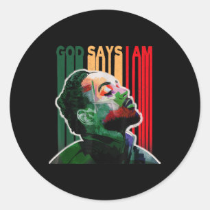 God Says I Am Mustard Lamar Hip Hop Black History Classic Round Sticker
