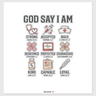 God Says I Am Nurse Faith Vintage Engraving Design