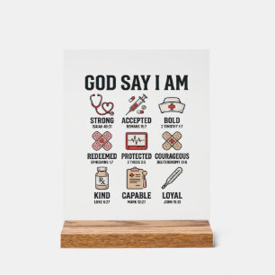 God Says I Am Nurse Faith Vintage Engraving Design Acrylic Sign
