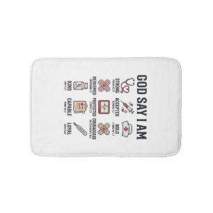 God Says I Am Nurse Faith Vintage Engraving Design Bath Mat