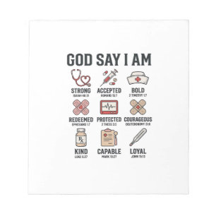God Says I Am Nurse Faith Vintage Engraving Design Notepad