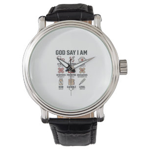 God Says I Am Nurse Faith Vintage Engraving Design Watch