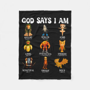 God Says I Am Quirky Italian Brainrot Scripture De Fleece Blanket