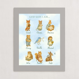 God Says I Am – Scripture Declaration Nursery Wal Poster