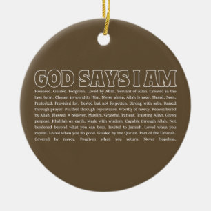 God Says I Am Strong Muslim Faith Inspirational Ceramic Tree Decoration