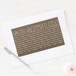 God Says I Am Strong Muslim Faith Inspirational Rectangular Sticker