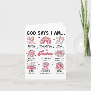 God Says I Am Teacher Valentine Christian Bible Card