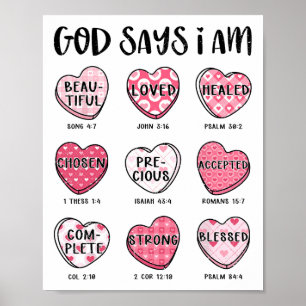 God Says I Am Valentine Candy Christian Religious Poster