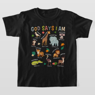 God Says I Am Zoo Animals Toddler Bible Verse T-Shirt