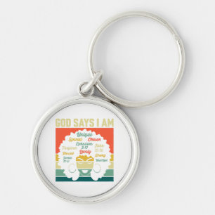 God Says I'm Unique Special Chosen - Melanin Black Key Ring