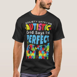 God Says Perfect Colorful Puzzle Autism Awareness T-Shirt