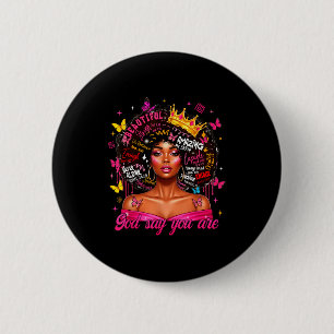 God Says You Are Afro Melanin Queen Christian Girl 6 Cm Round Badge