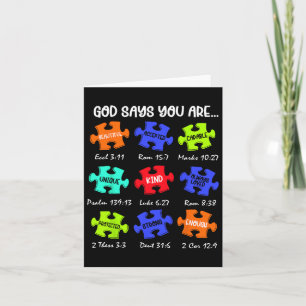 God Says You Are Autism Awareness Puzzle Be Kind C Card