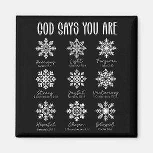 God Says You Are Christian Snowflake Christmas Bib Magnet