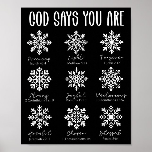 God Says You Are Christian Snowflake Christmas Bib Poster (Front)
