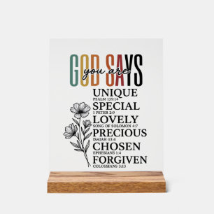God Says You Are Faith Flower Vintage Shirt Design Acrylic Sign