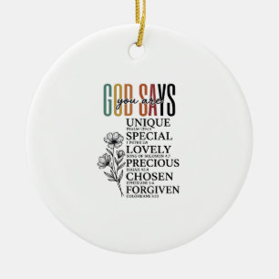 God Says You Are Faith Flower Vintage Shirt Design Ceramic Tree Decoration
