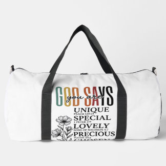 God Says You Are Faith Flower Vintage Shirt Design Duffle Bag
