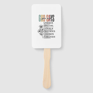 God Says You Are Faith Flower Vintage Shirt Design Hand Fan