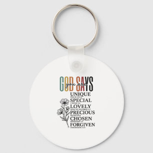 God Says You Are Faith Flower Vintage Shirt Design Key Ring