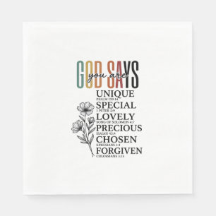 God Says You Are Faith Flower Vintage Shirt Design Napkin
