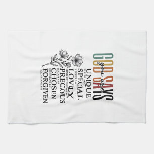 God Says You Are Faith Flower Vintage Shirt Design Tea Towel